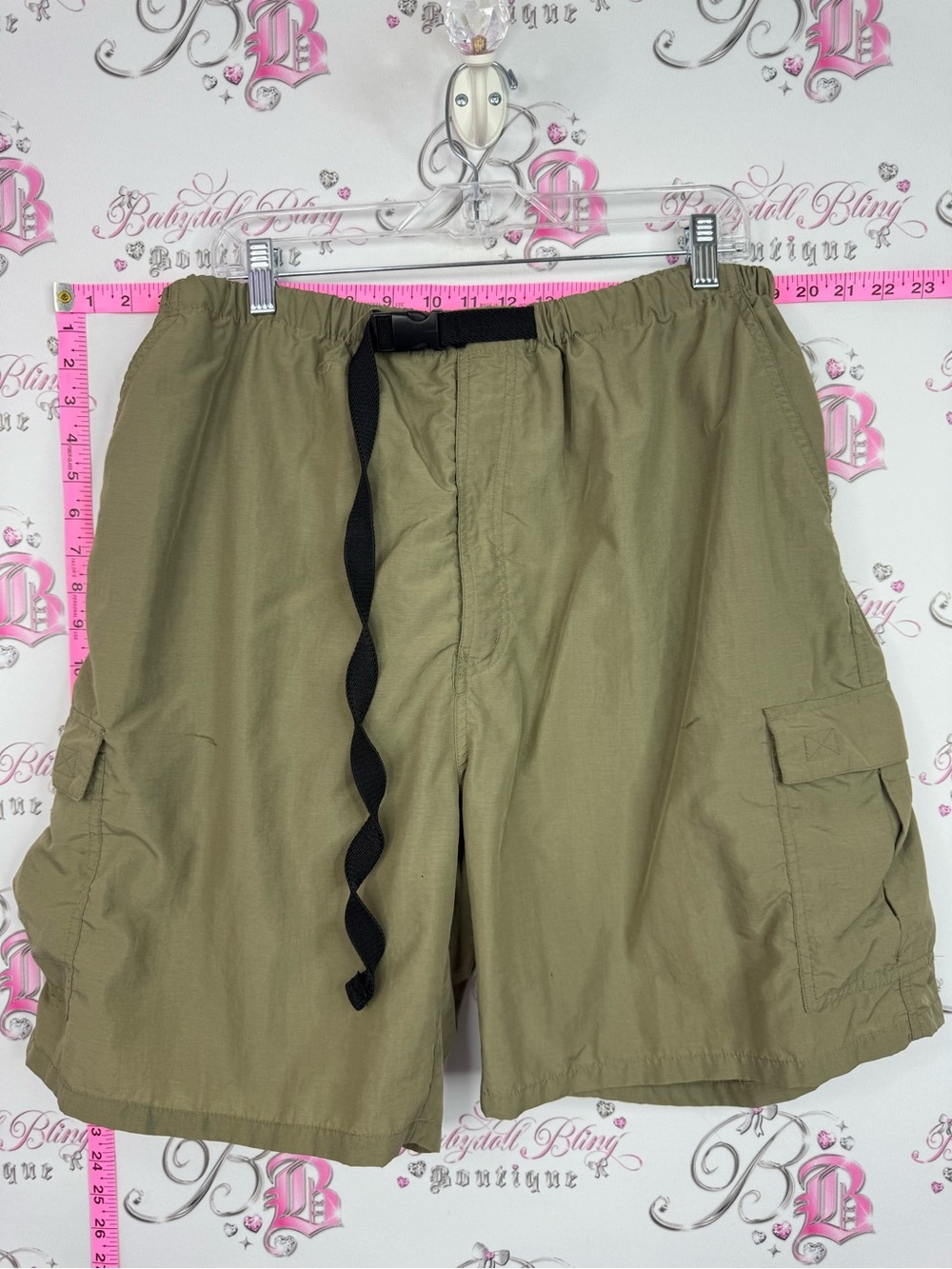 TERA GEAR Men's Cargo Shorts with Adjustable Web Belt - Olive